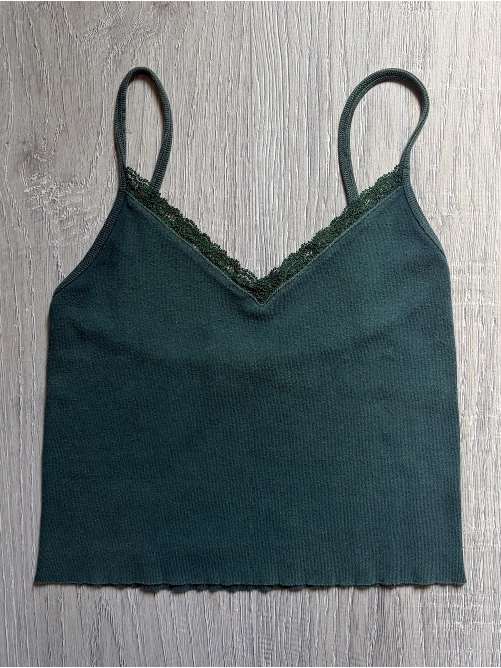 Brandy Melville Dark Green Lace-Trim Cami